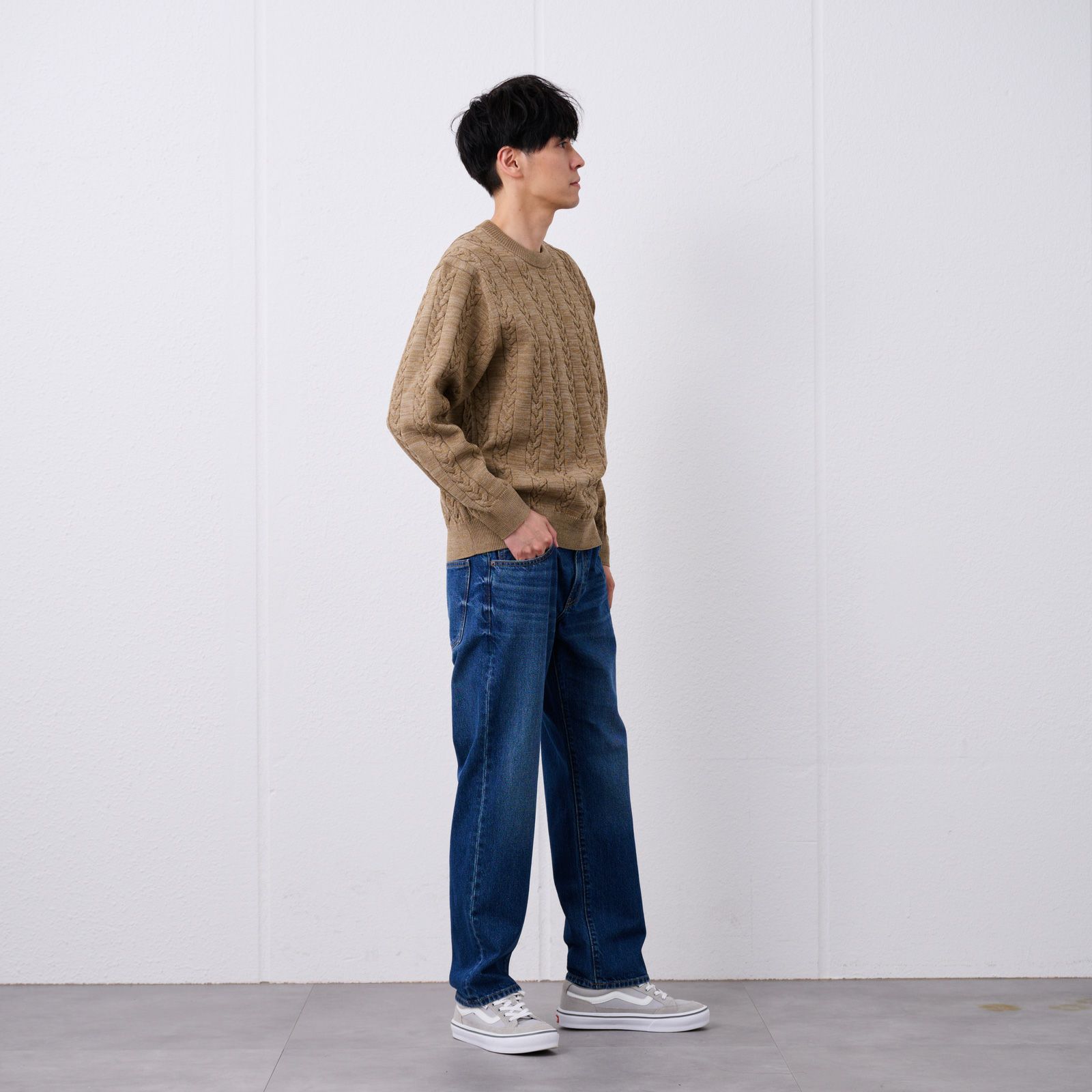 エアリーヤーン　ケーブルクルーネックプルオーバー