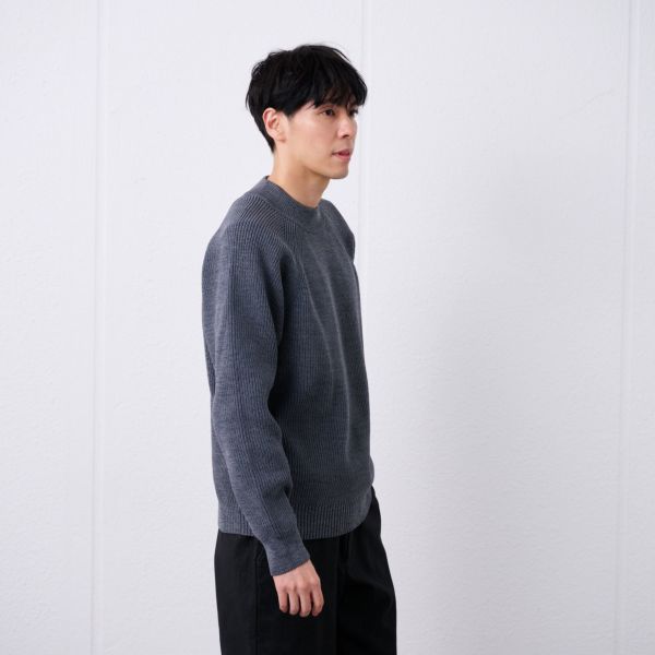 エアリーヤーン　畔編みモックネックプルオーバー