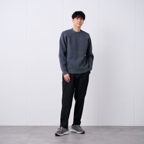 エアリーヤーン　畔編みモックネックプルオーバー