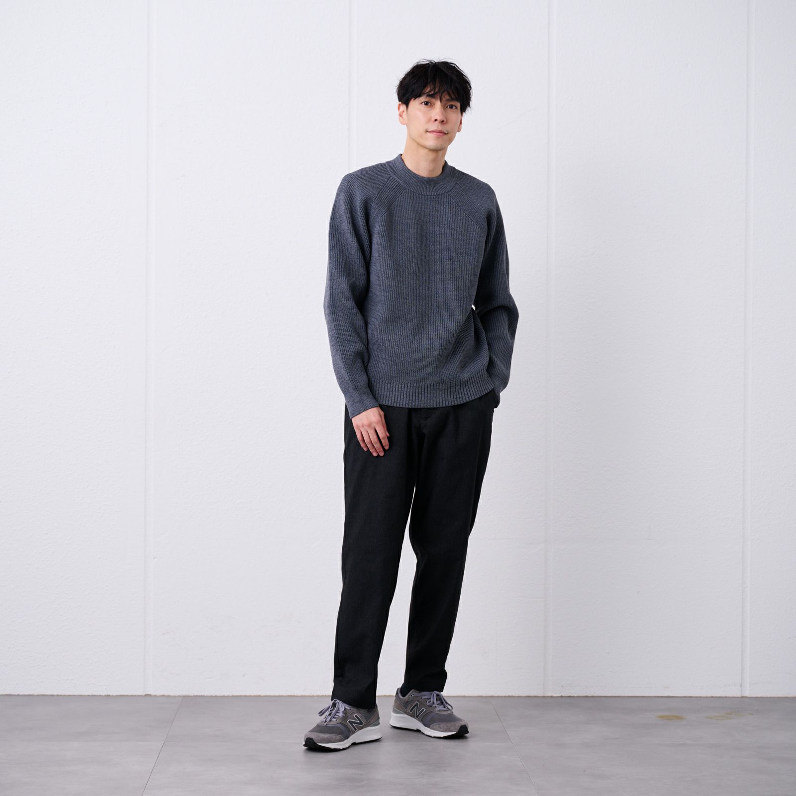 エアリーヤーン　畔編みモックネックプルオーバー