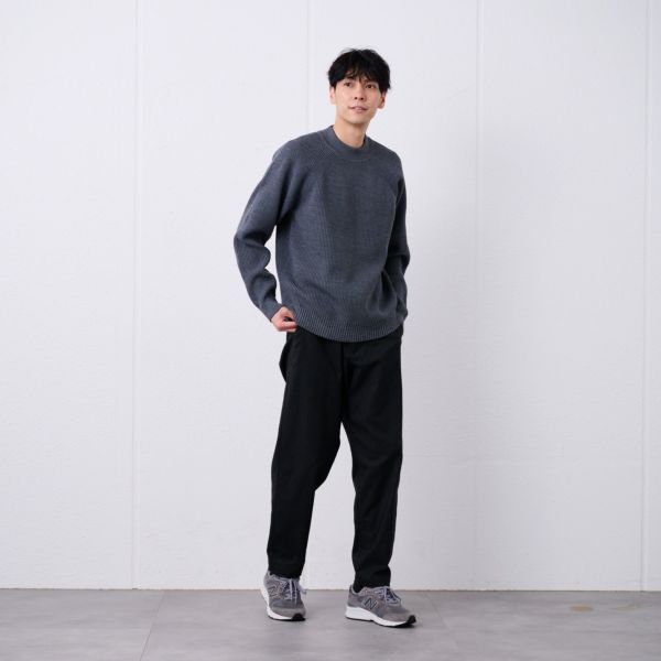 エアリーヤーン　畔編みモックネックプルオーバー