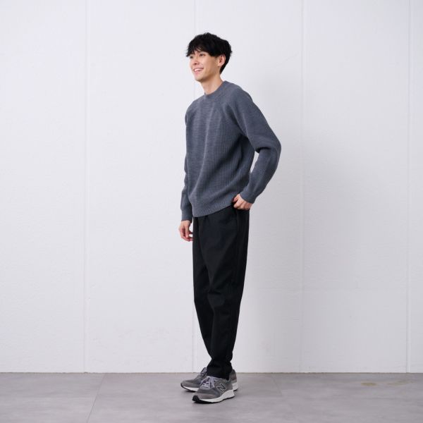 エアリーヤーン　畔編みモックネックプルオーバー