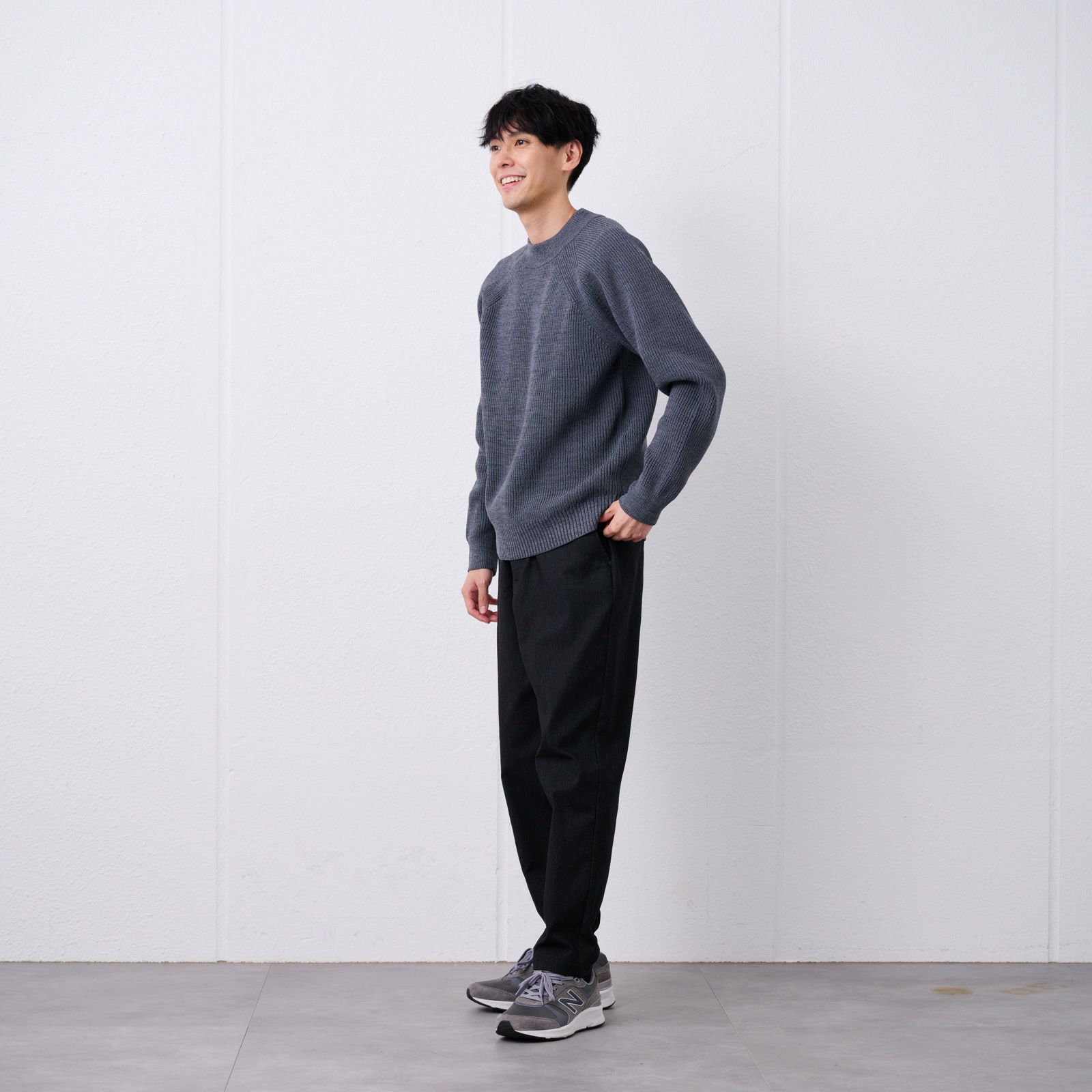 エアリーヤーン　畔編みモックネックプルオーバー