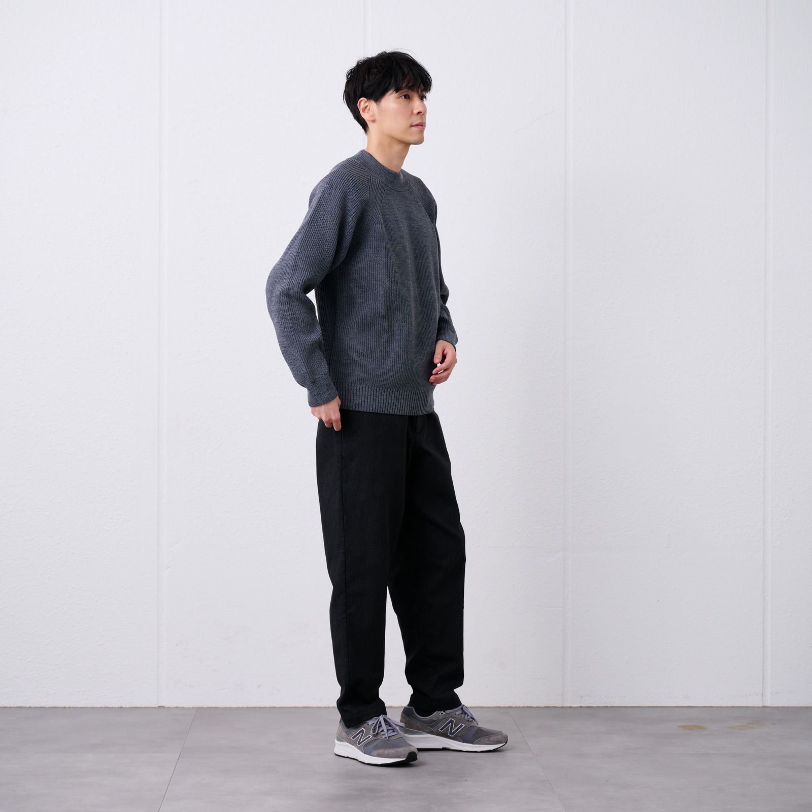 エアリーヤーン　畔編みモックネックプルオーバー