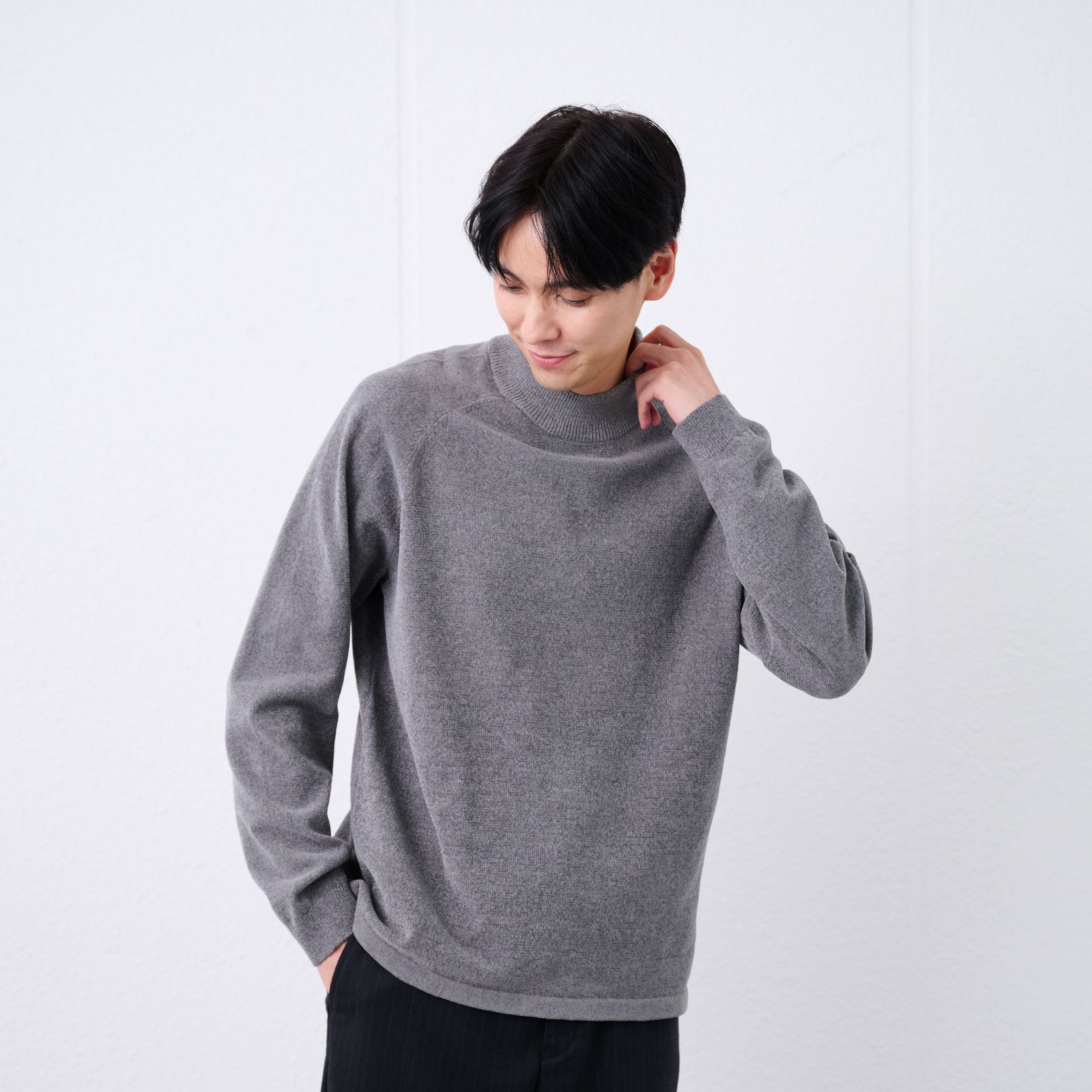 ハイゲージモール　モックネックプルオーバー