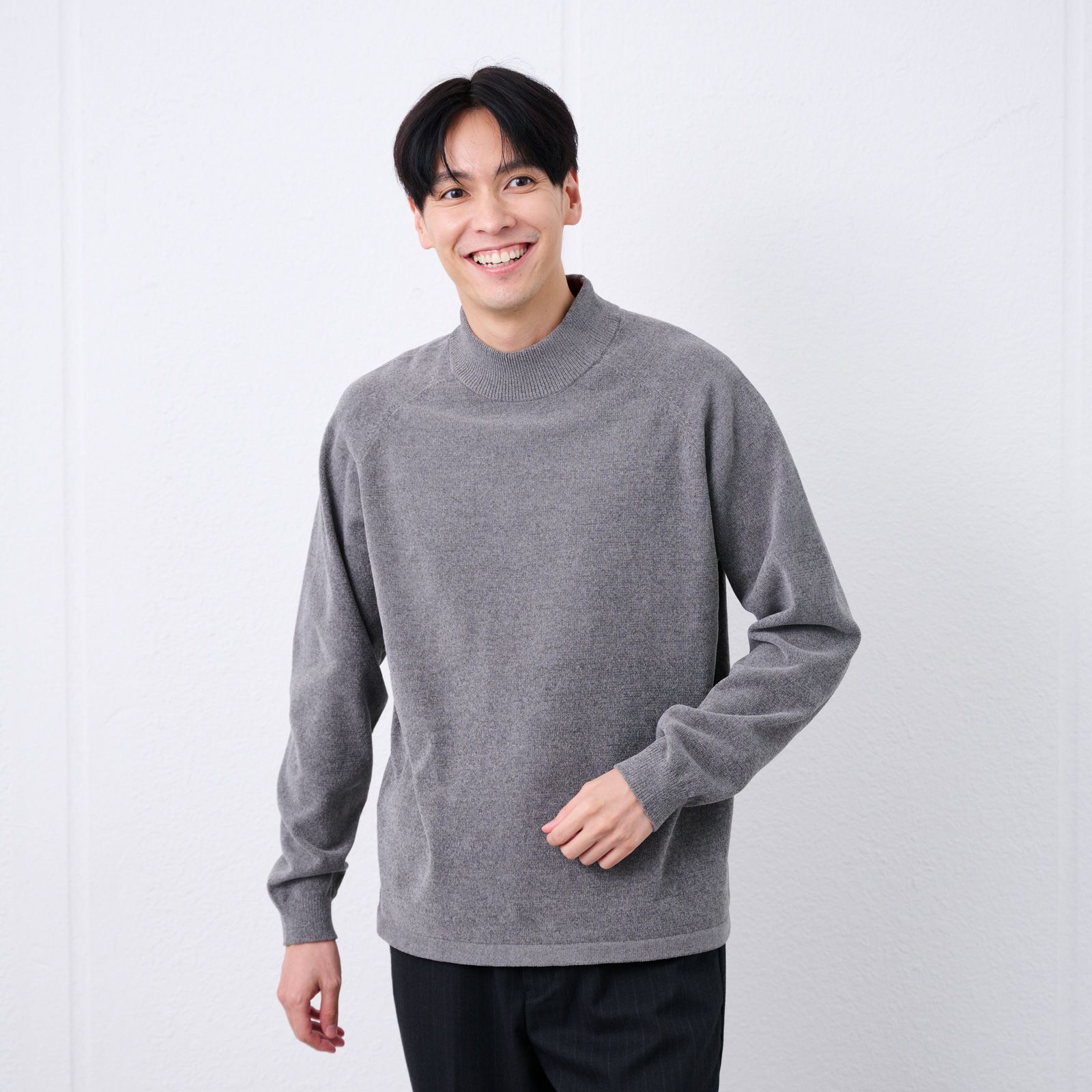 ハイゲージモール　モックネックプルオーバー