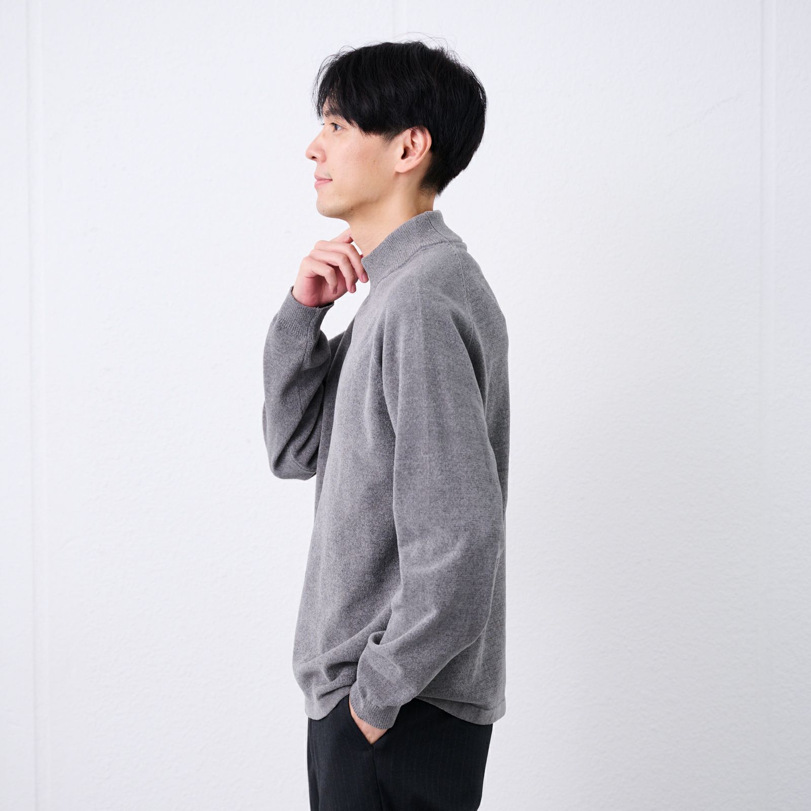ハイゲージモール　モックネックプルオーバー