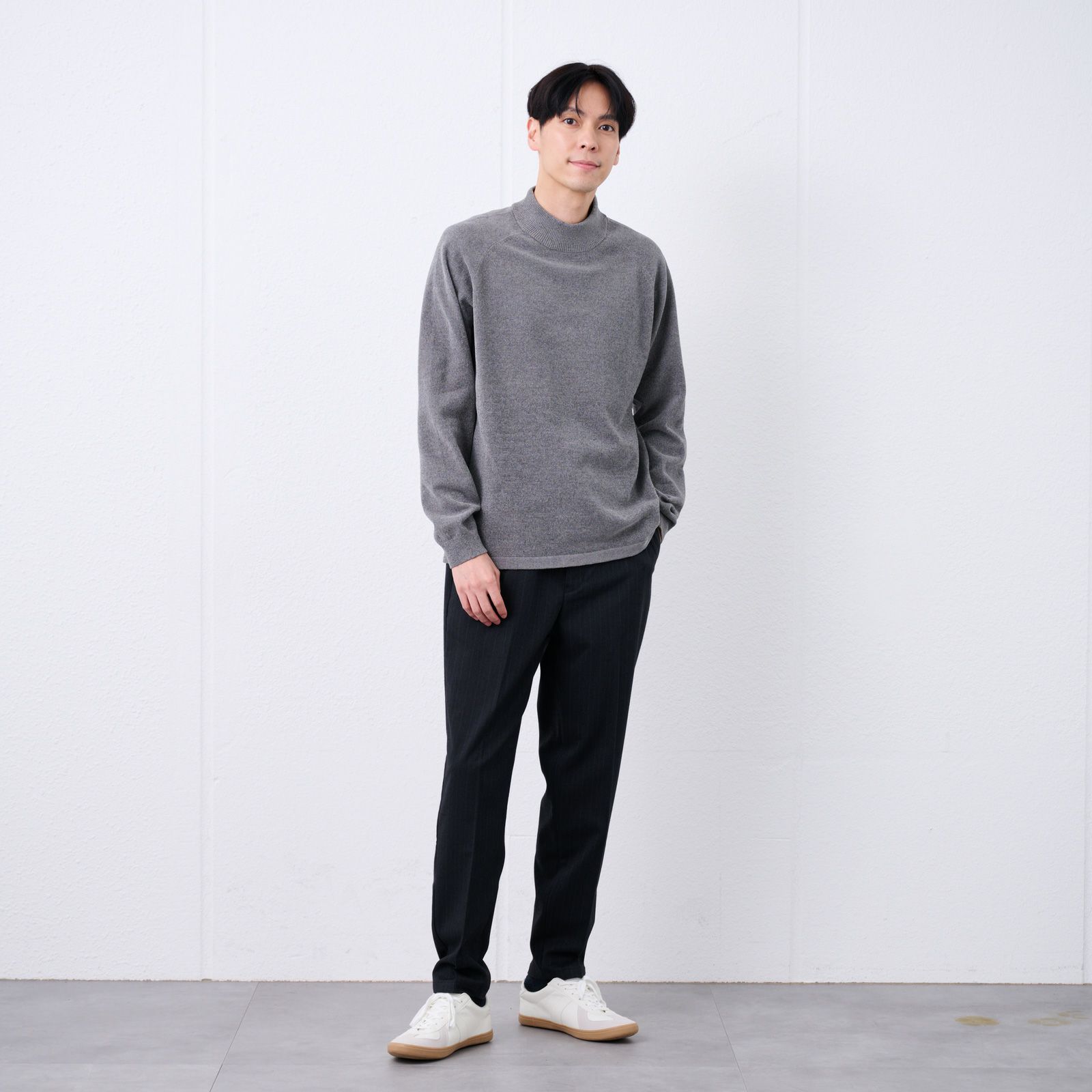 ハイゲージモール　モックネックプルオーバー