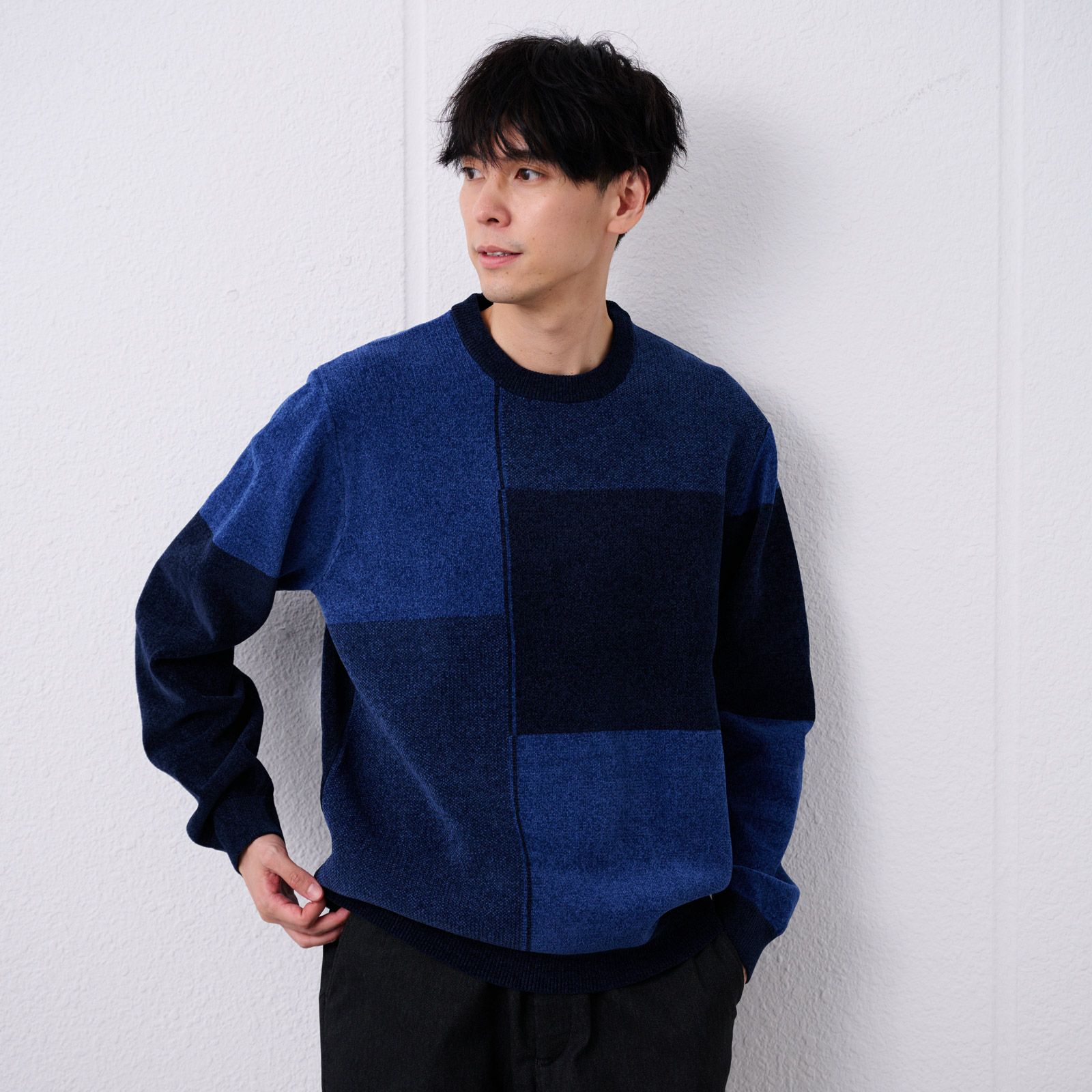 ハイゲージモール　ブロックチェックプルオーバー