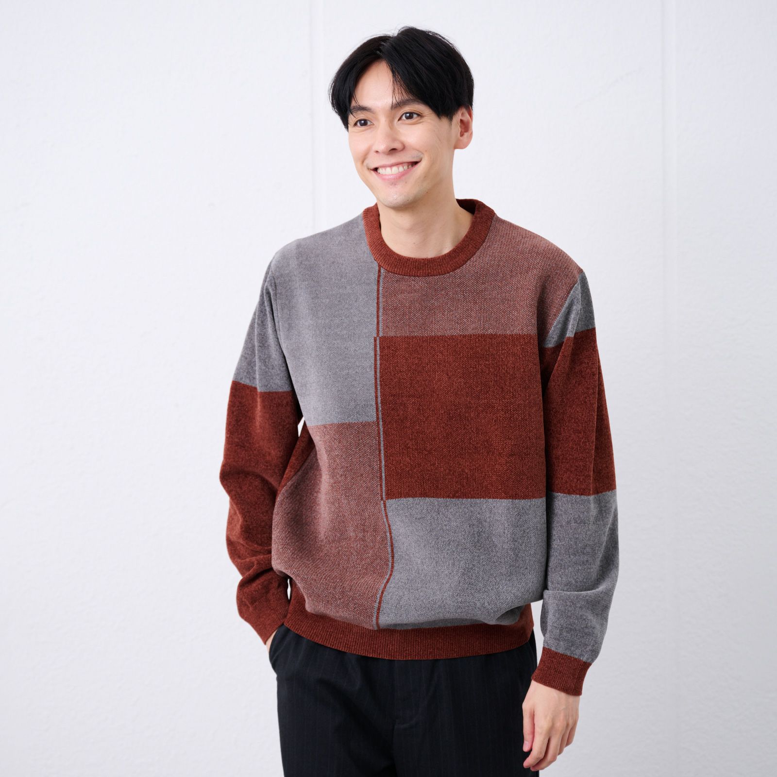 ハイゲージモール　ブロックチェックプルオーバー