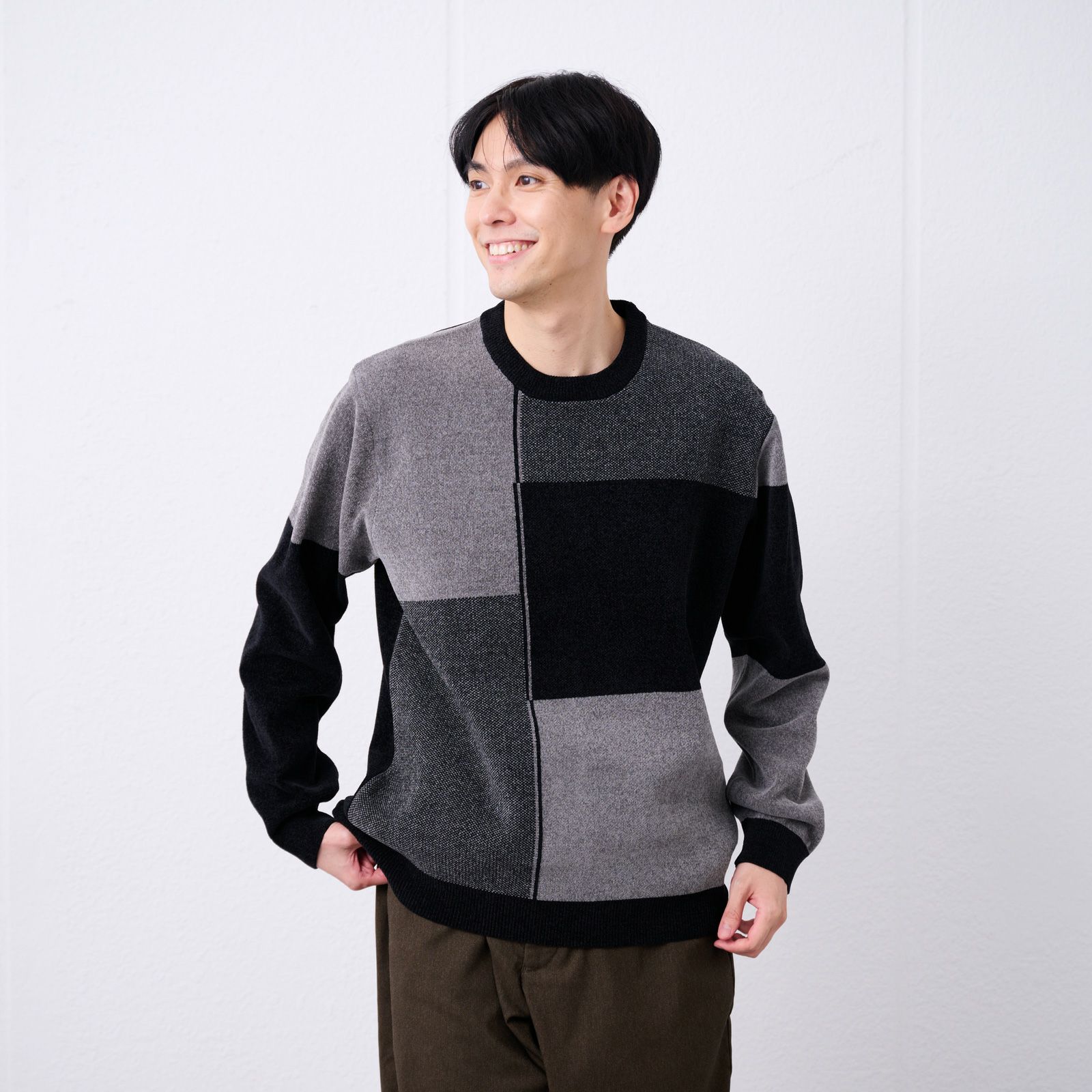 ハイゲージモール　ブロックチェックプルオーバー