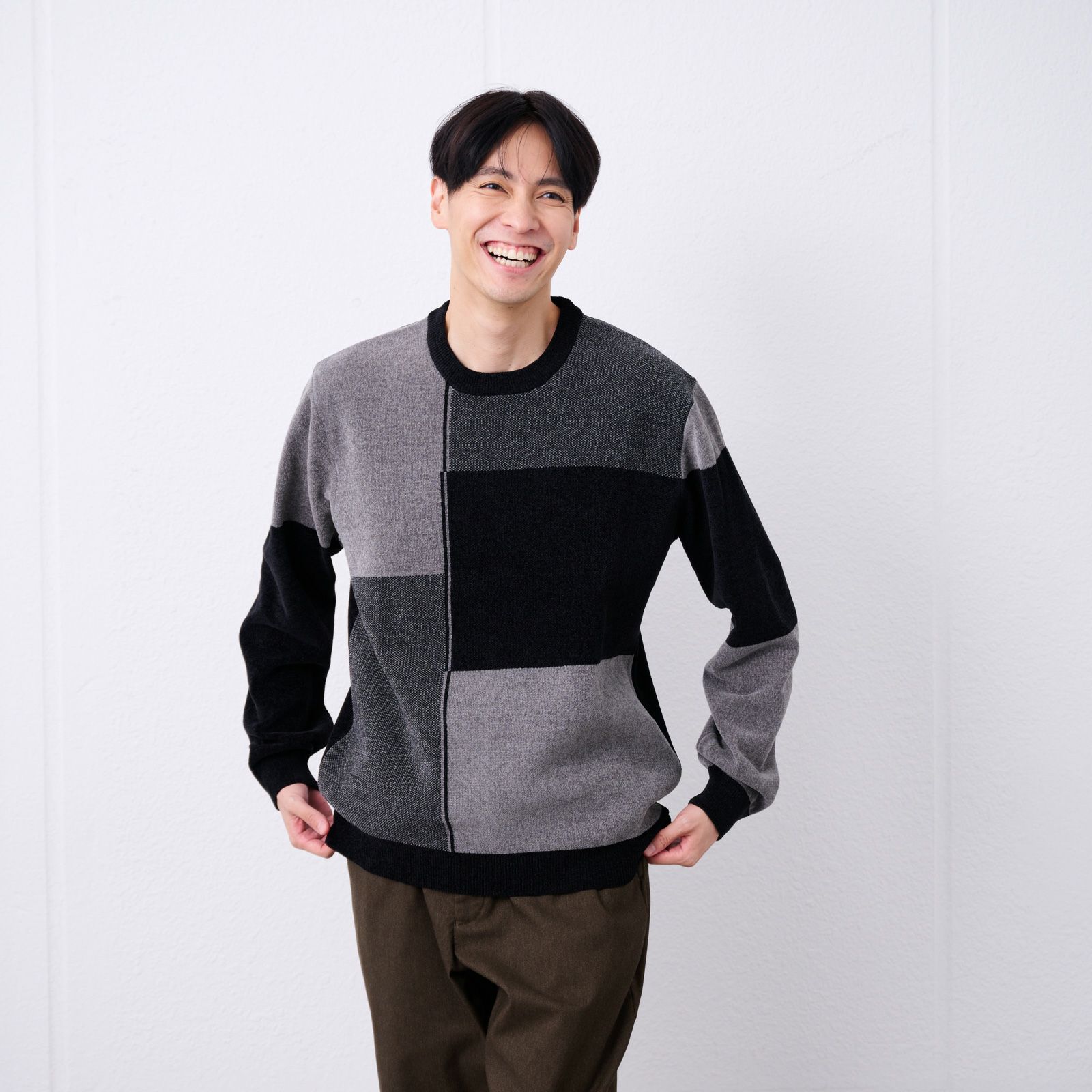 ハイゲージモール　ブロックチェックプルオーバー