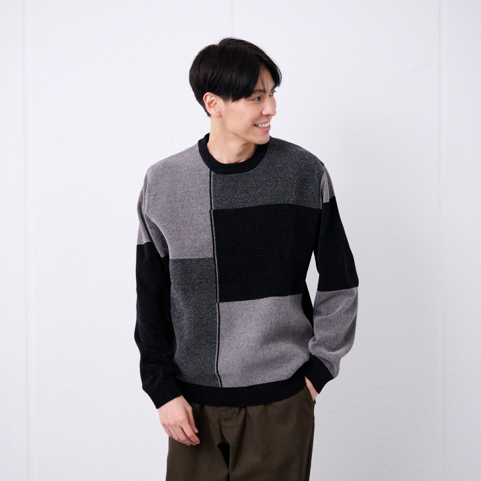 ハイゲージモール　ブロックチェックプルオーバー