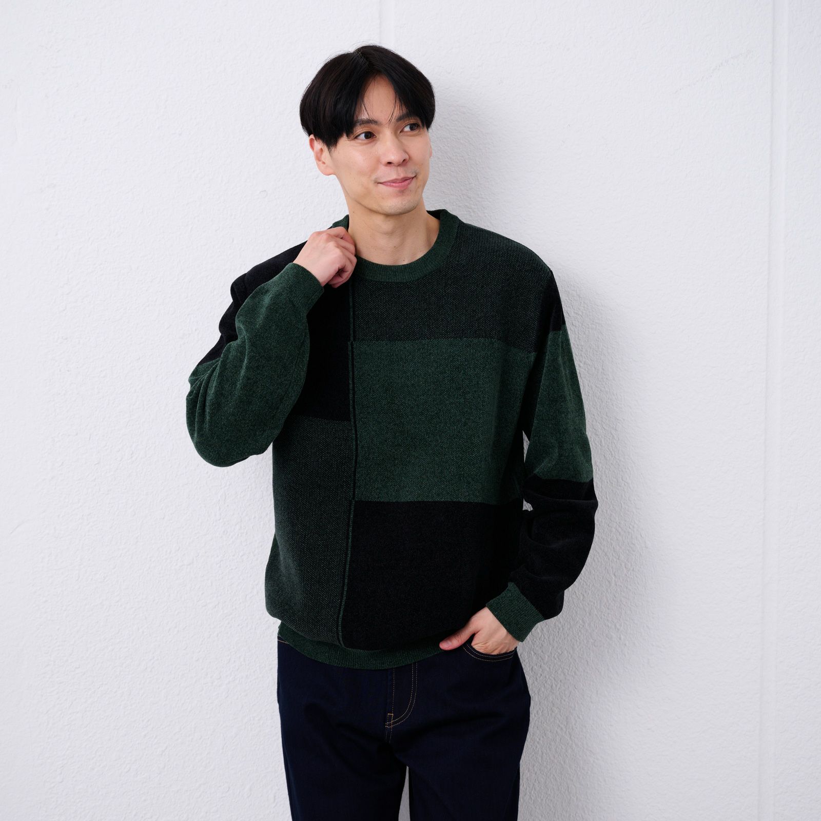 ハイゲージモール　ブロックチェックプルオーバー