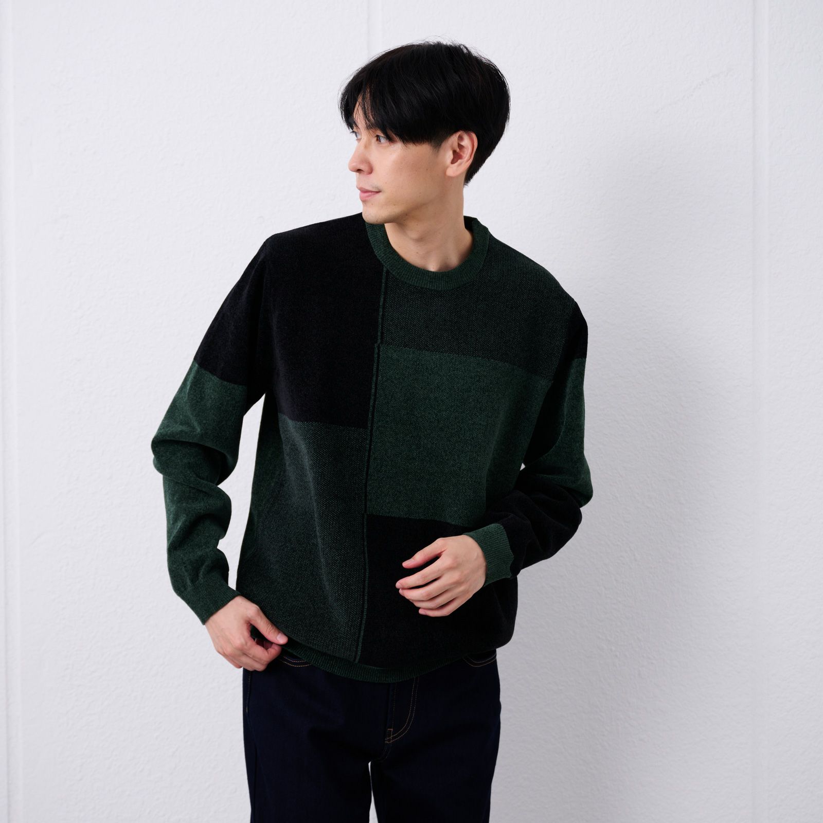 ハイゲージモール　ブロックチェックプルオーバー