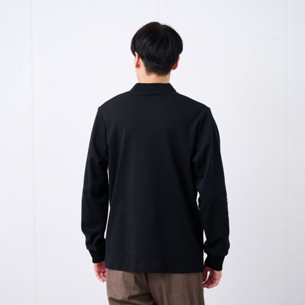 コットン起毛モックネック長袖Tシャツ