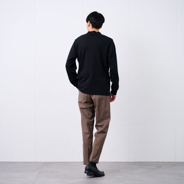 コットン起毛モックネック長袖Tシャツ