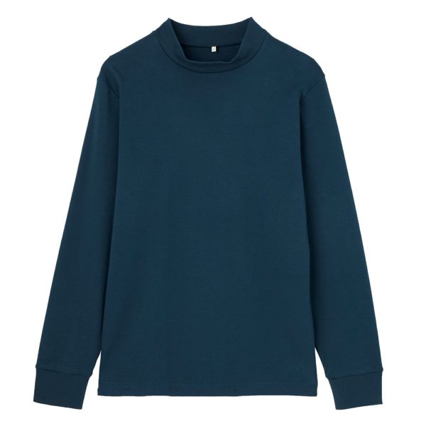 コットン起毛モックネック長袖Tシャツ