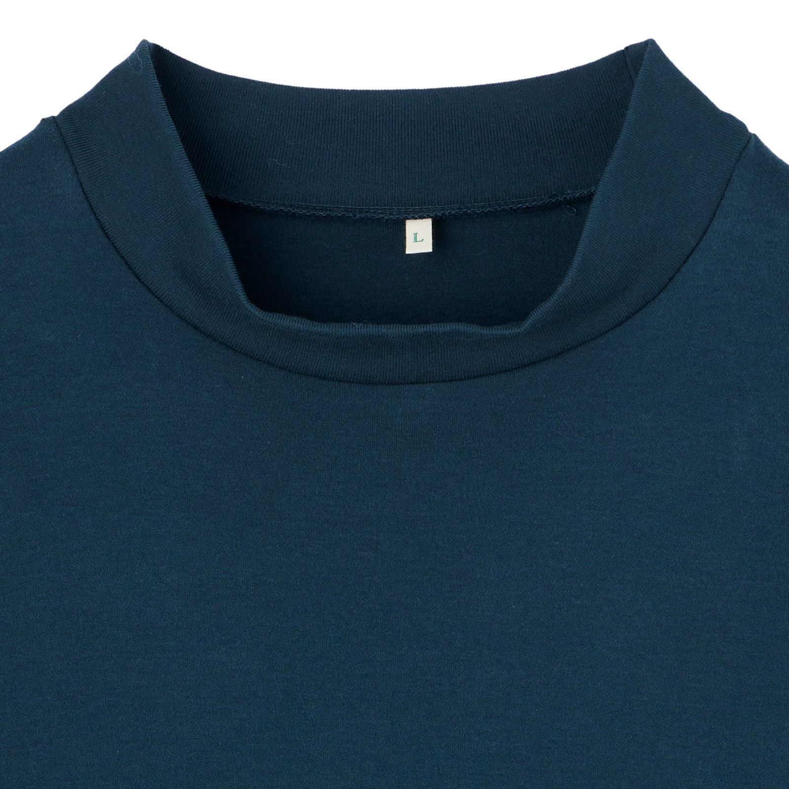 コットン起毛モックネック長袖Tシャツ