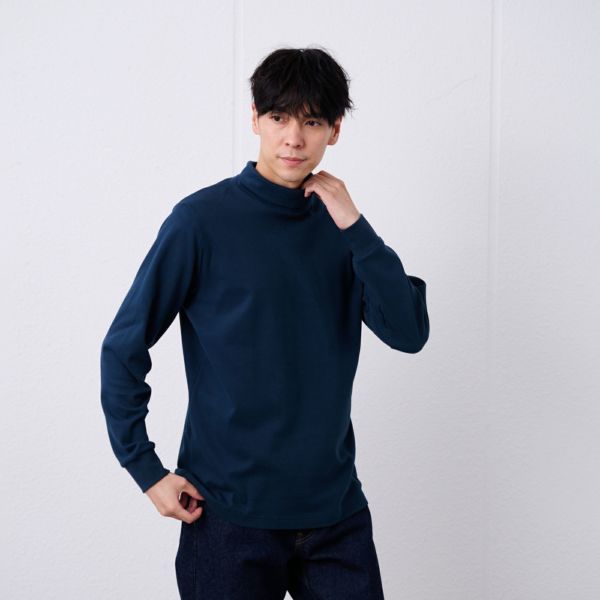 コットン起毛タートルネック長袖Tシャツ