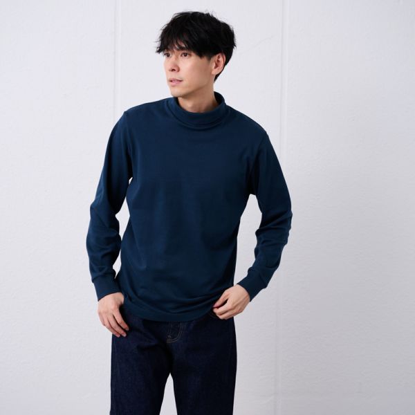 コットン起毛タートルネック長袖Tシャツ