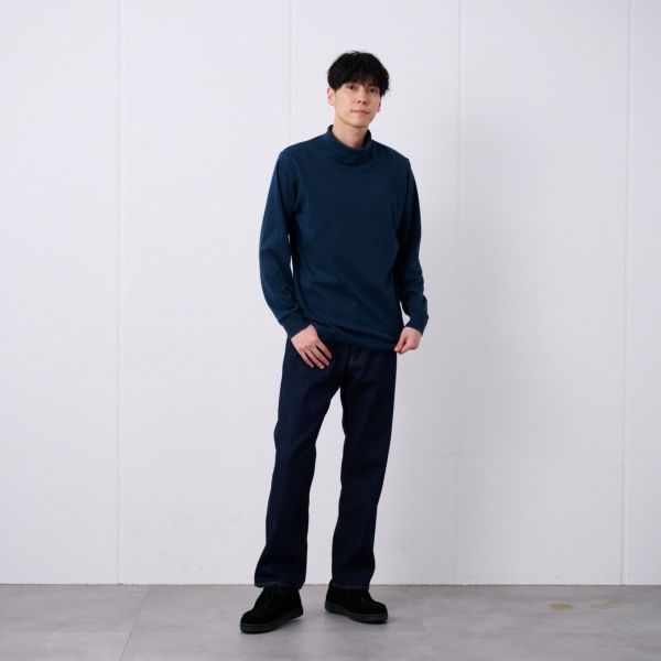 コットン起毛タートルネック長袖Tシャツ