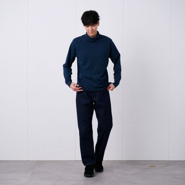 コットン起毛タートルネック長袖Tシャツ