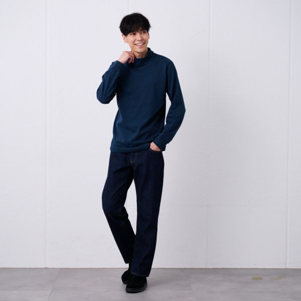 コットン起毛タートルネック長袖Tシャツ