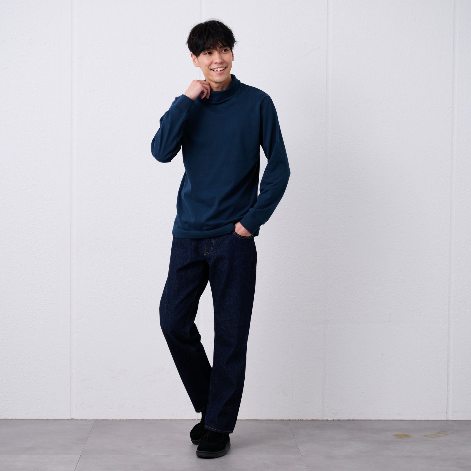 コットン起毛タートルネック長袖Tシャツ