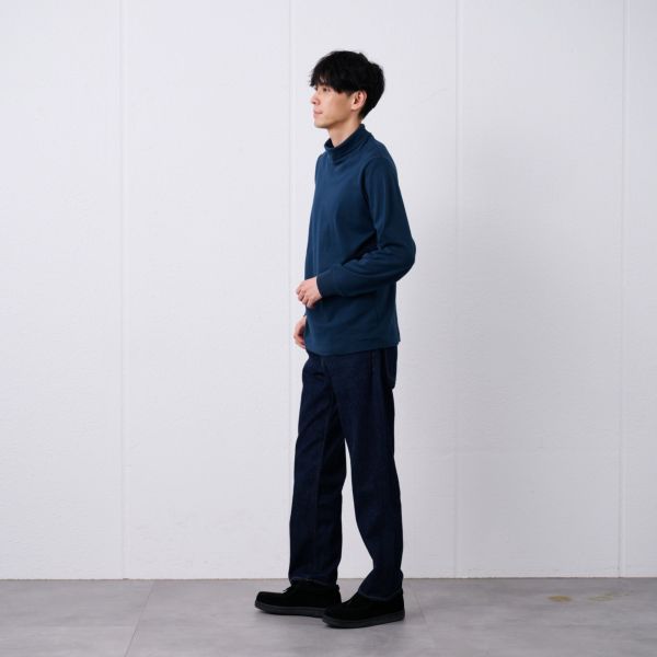 コットン起毛タートルネック長袖Tシャツ