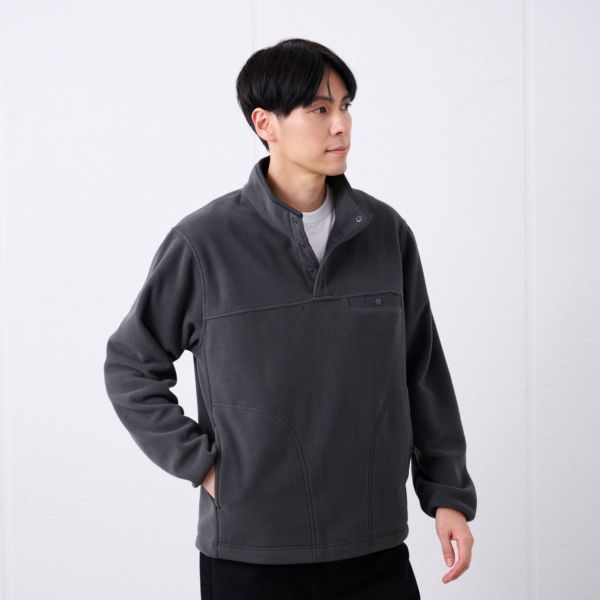 フリース　スナップボタンプルオーバー