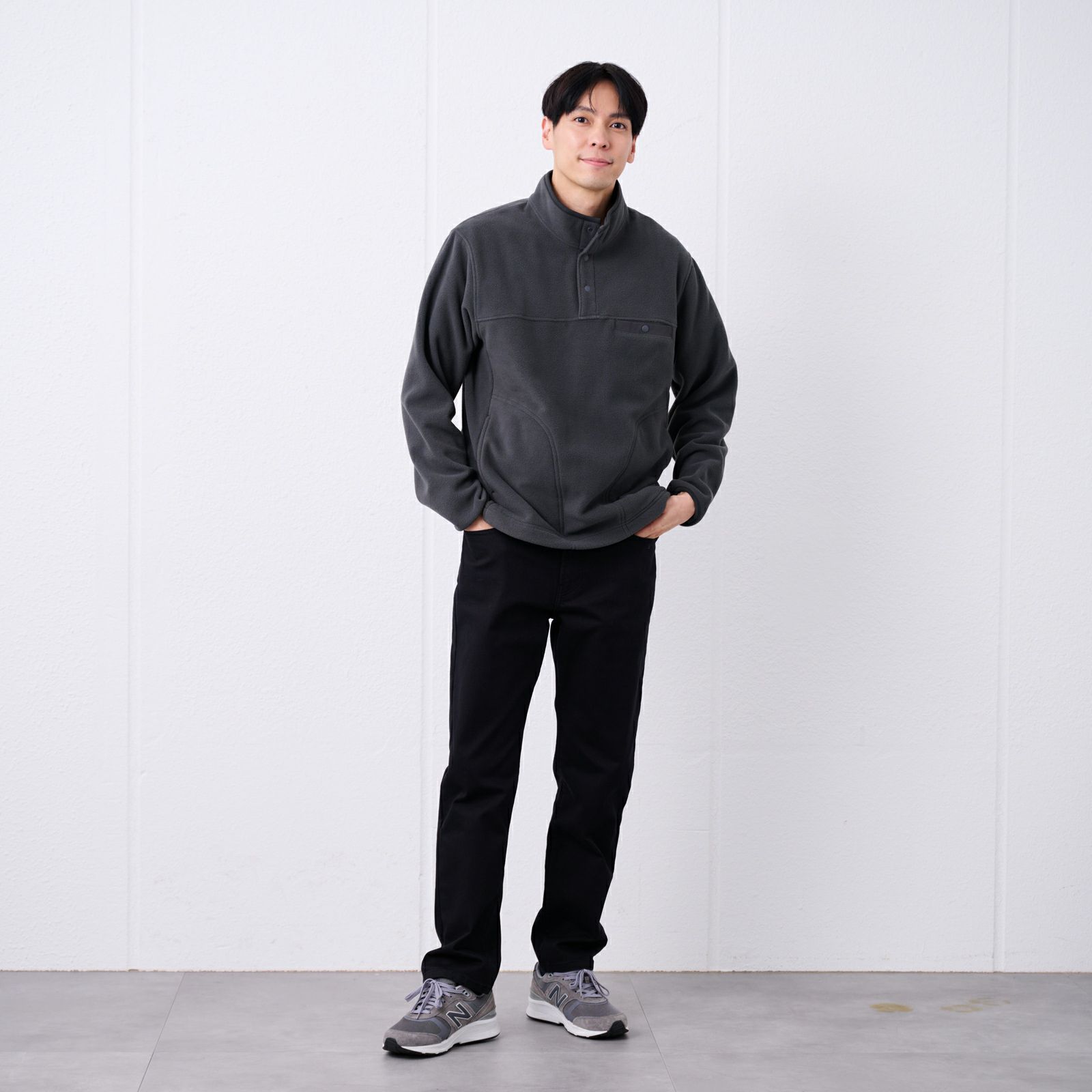 フリース　スナップボタンプルオーバー