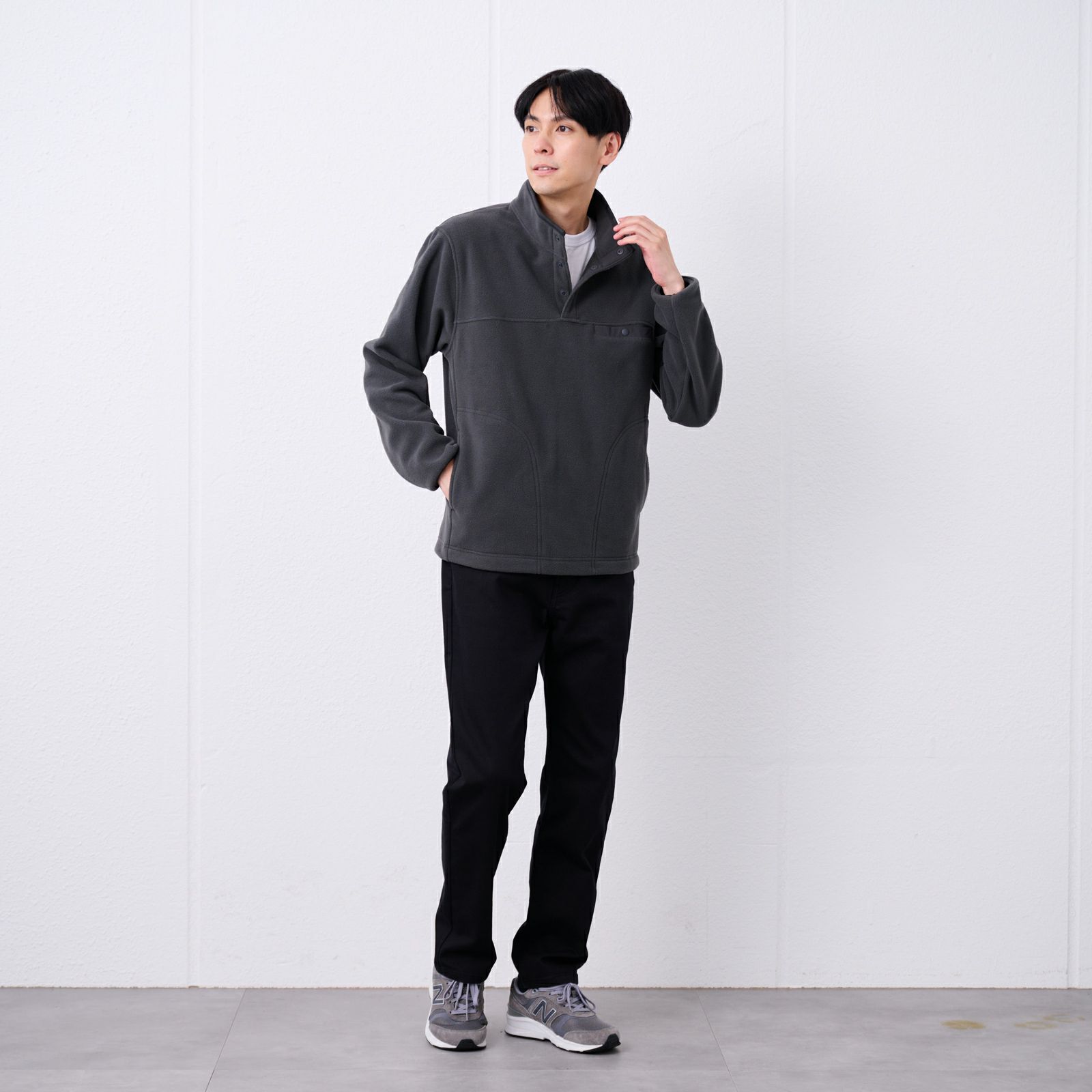 フリース　スナップボタンプルオーバー