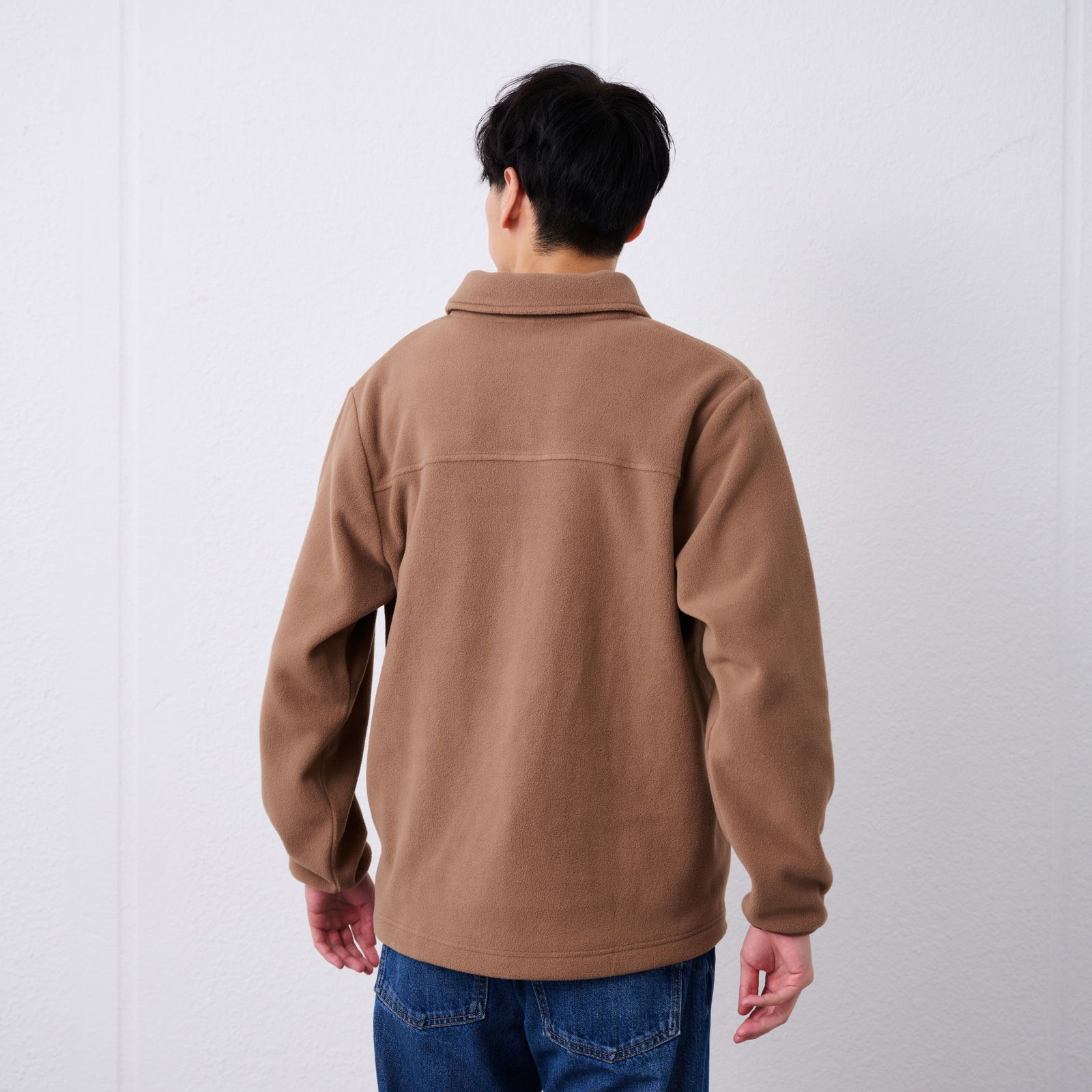 フリース　衿つきハーフジッププルオーバー