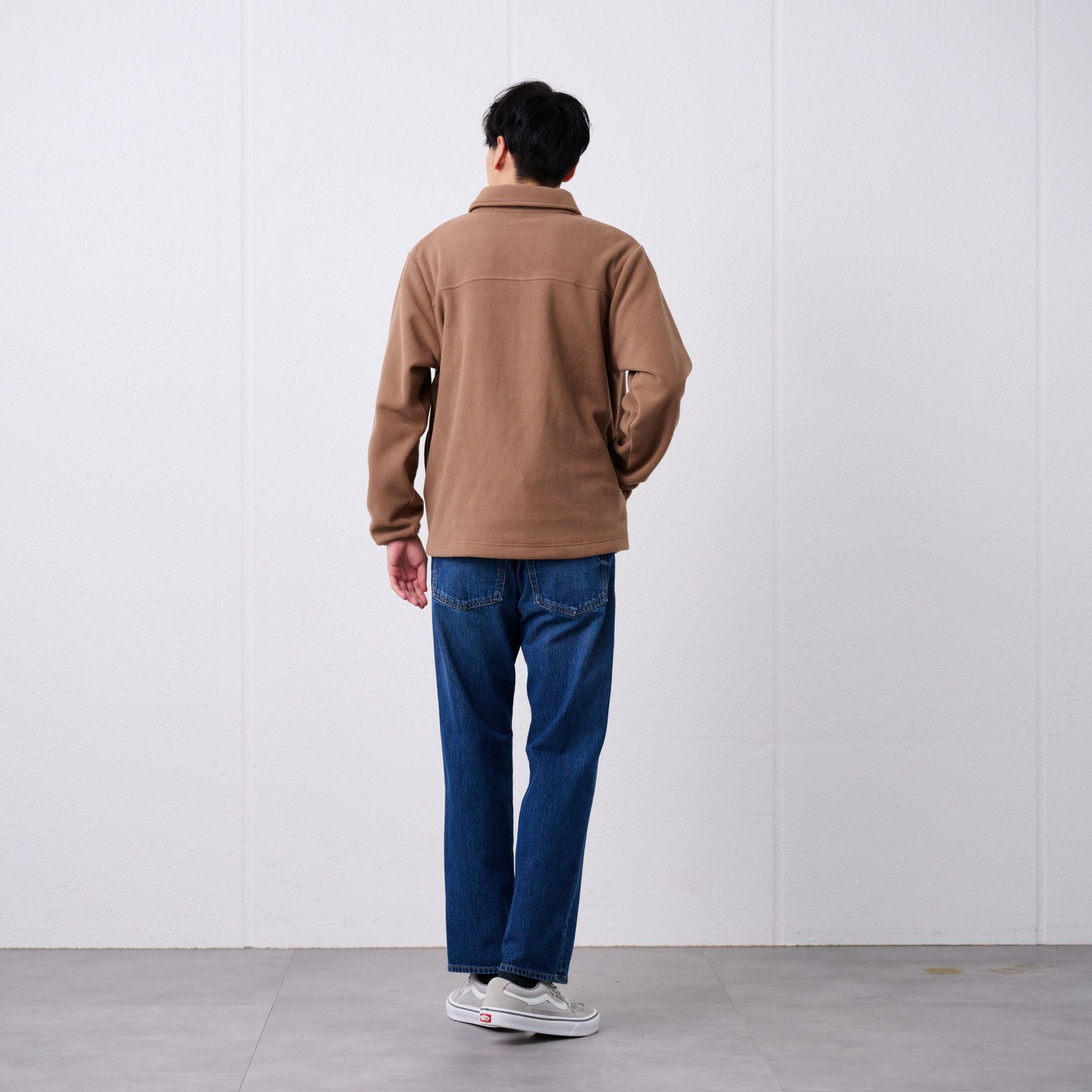 フリース　衿つきハーフジッププルオーバー