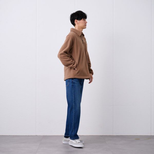 フリース　衿つきハーフジッププルオーバー