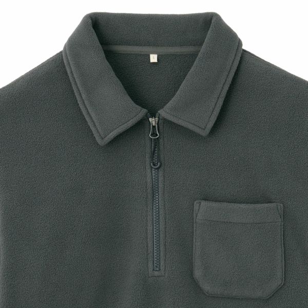 フリース　衿つきハーフジッププルオーバー