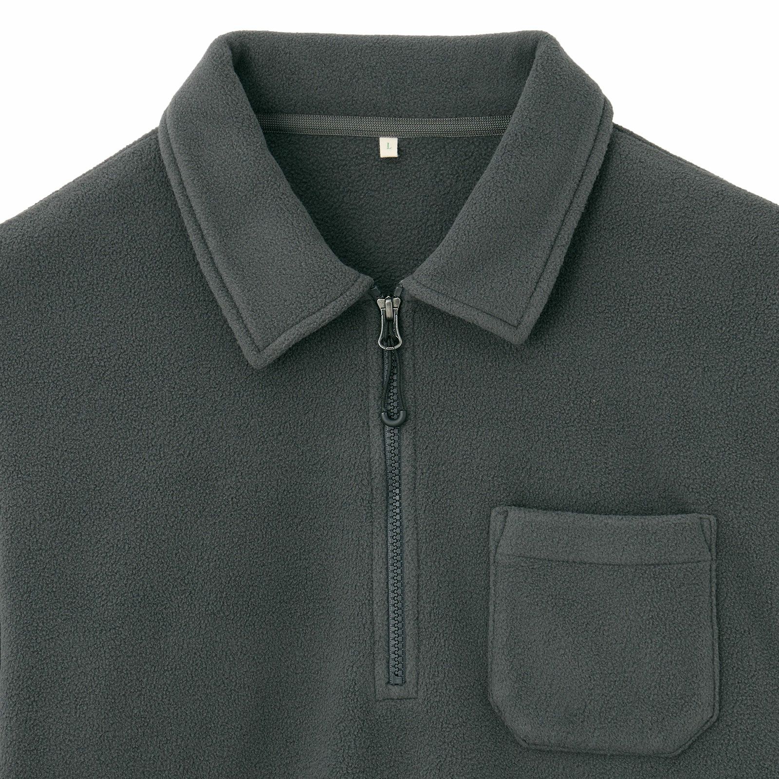 フリース　衿つきハーフジッププルオーバー