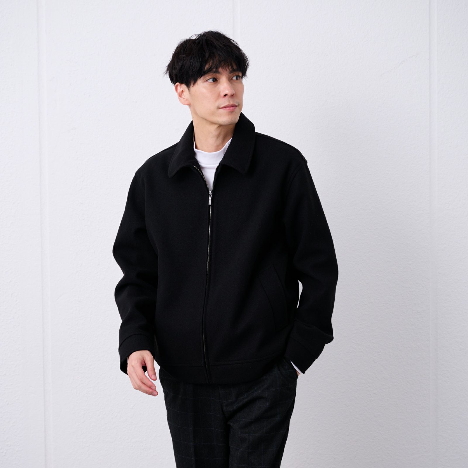 ウールライク　ショートブルゾン