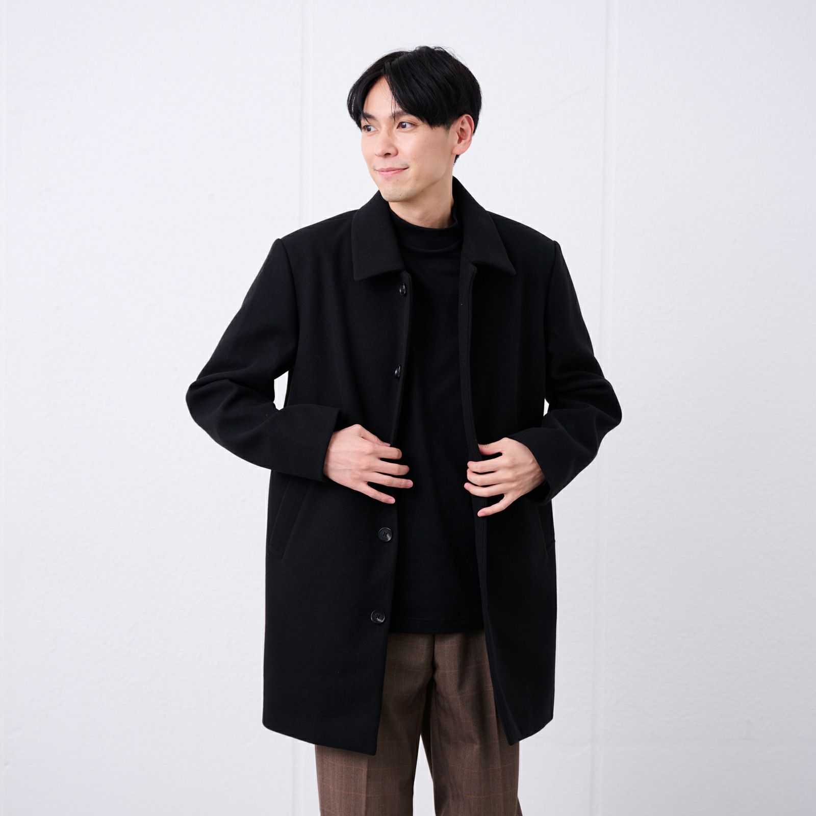 ウールライク　ショートステンカラーコート