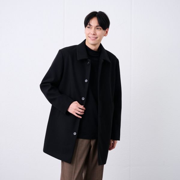 ウールライク　ショートステンカラーコート