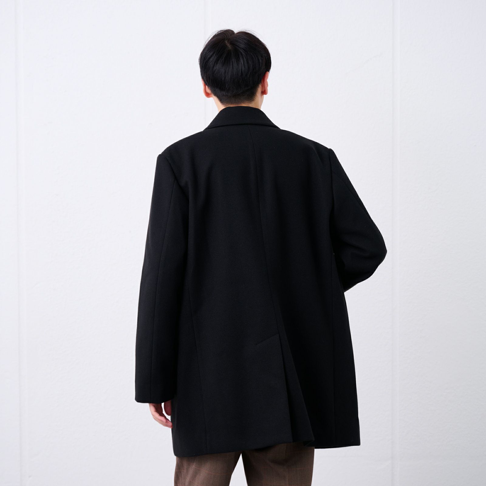 ウールライク　ショートステンカラーコート