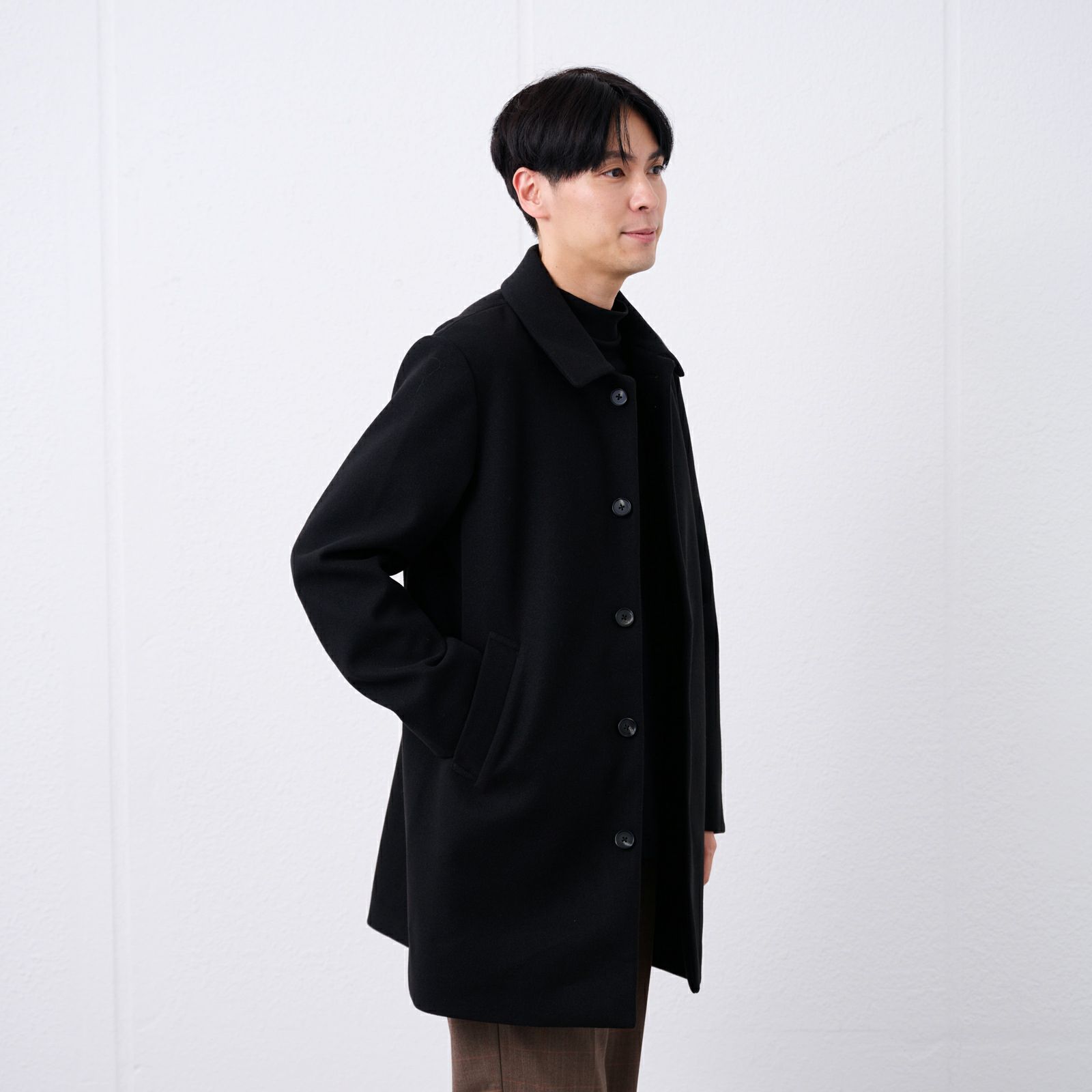ウールライク　ショートステンカラーコート