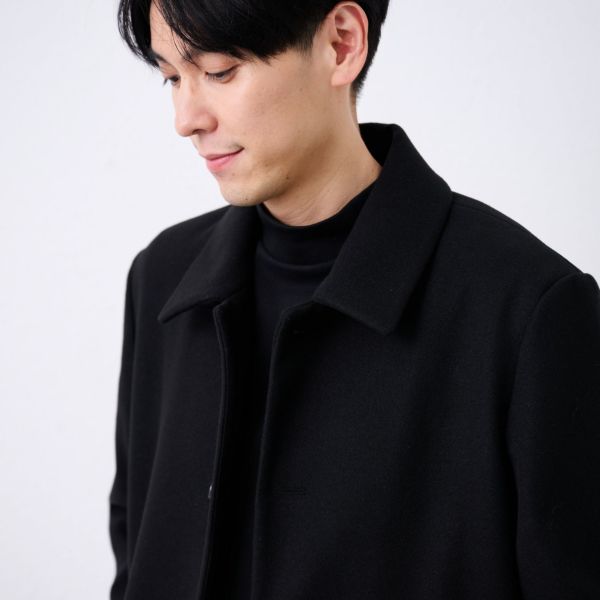 ウールライク　ショートステンカラーコート