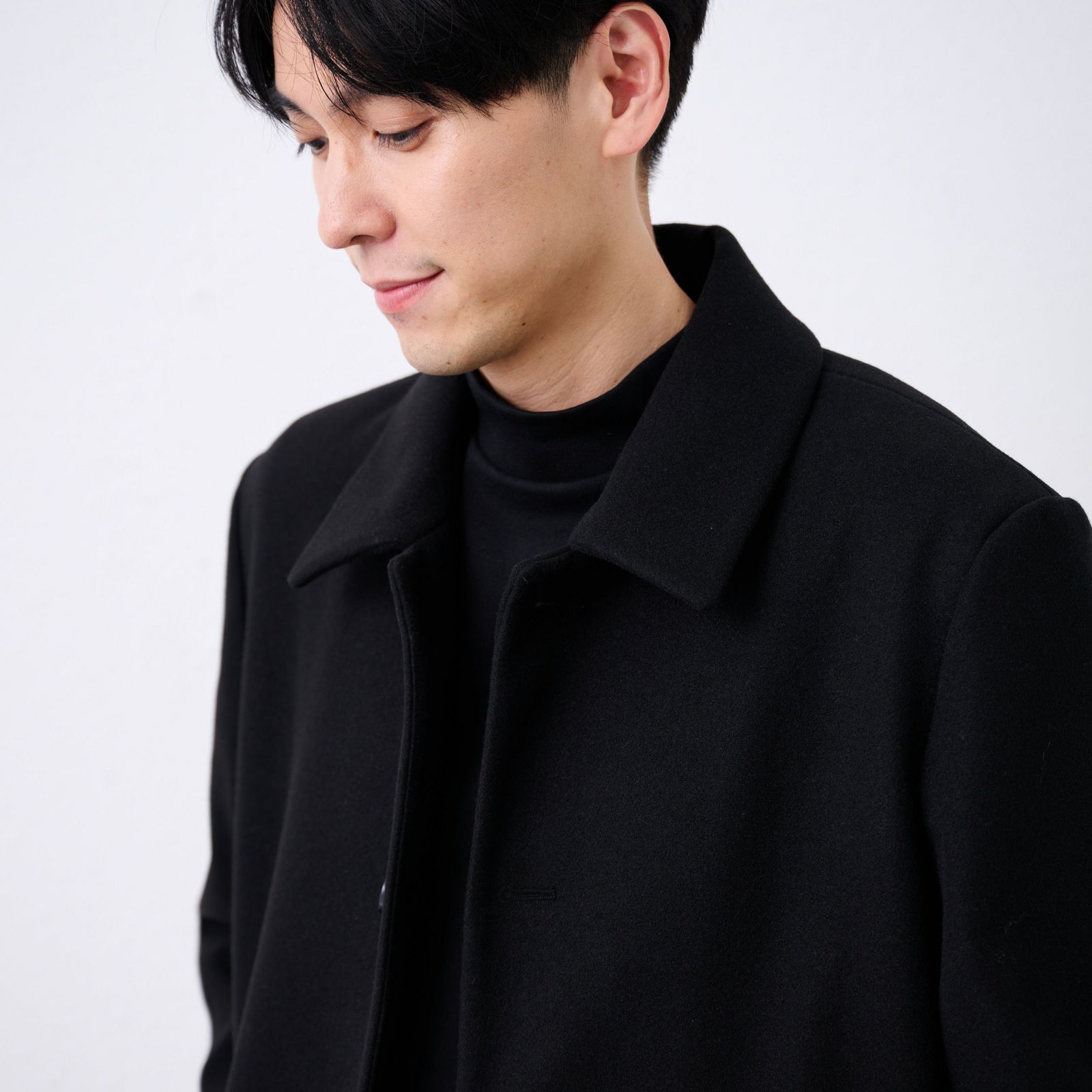 ウールライク　ショートステンカラーコート