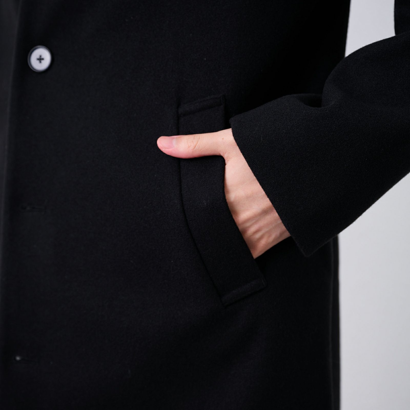 ウールライク　ショートステンカラーコート