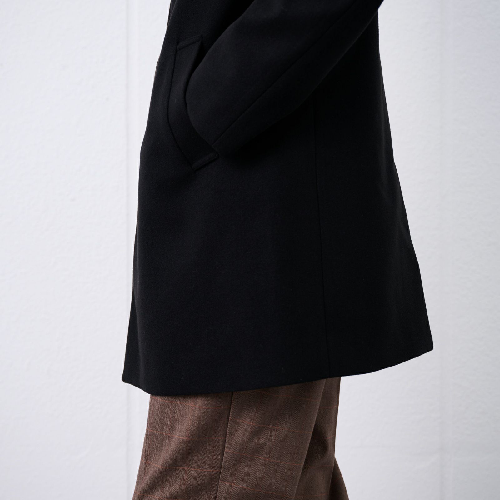 ウールライク　ショートステンカラーコート