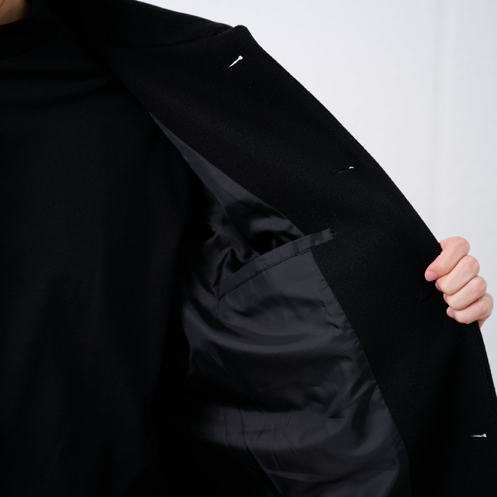 ウールライク　ショートステンカラーコート