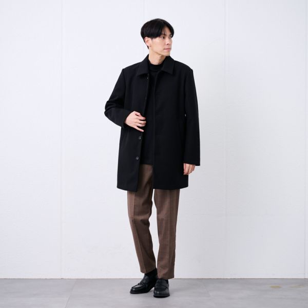 ウールライク　ショートステンカラーコート