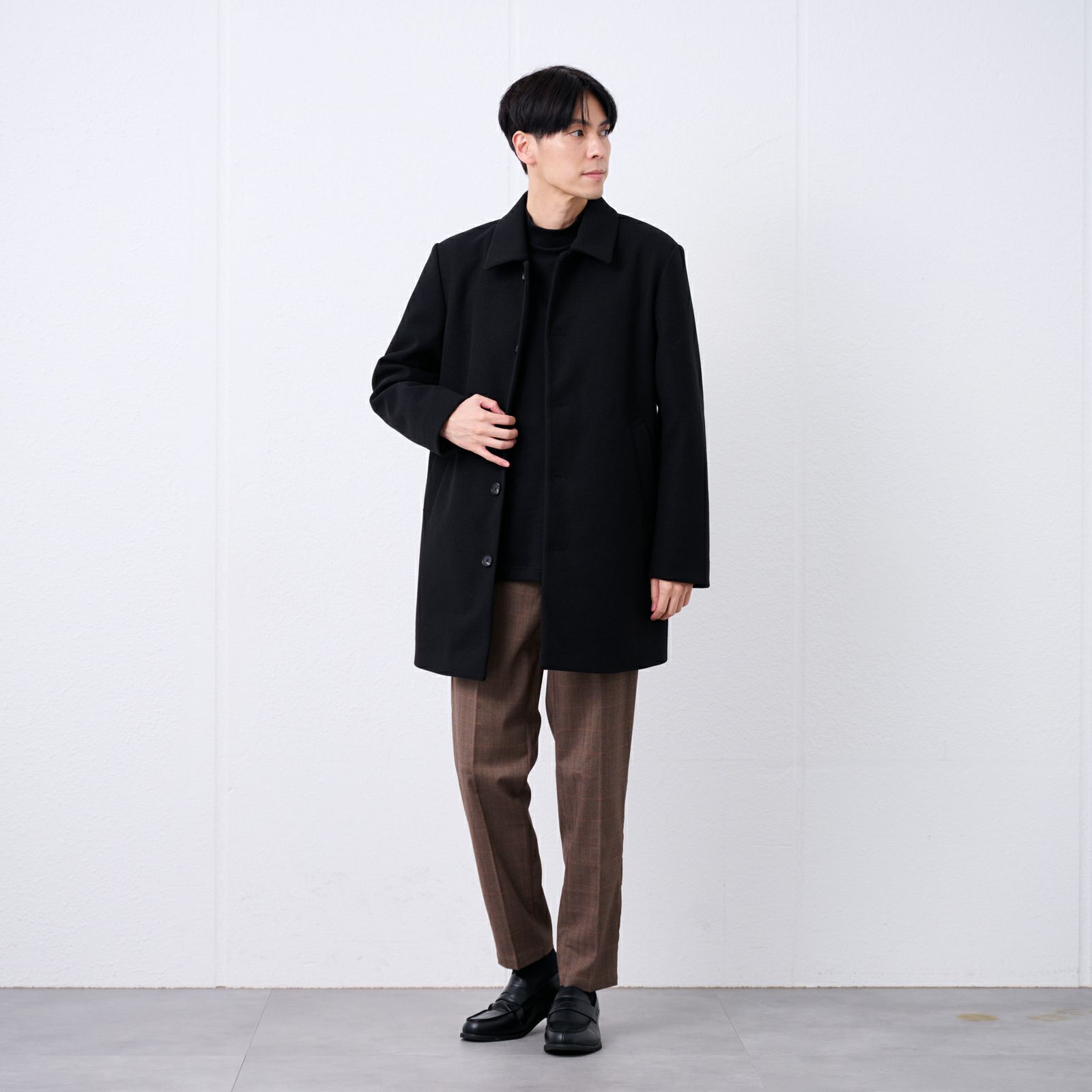 ウールライク　ショートステンカラーコート